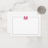 Carte De Correspondance Monogramme de nom de script rose noir (Devant/Arrière en situation)