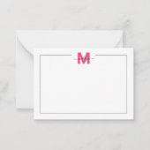 Carte De Correspondance Monogramme de nom de script rose noir (Devant)