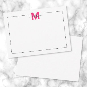 Carte De Correspondance Monogramme de nom de script rose noir