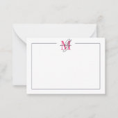Carte De Correspondance Monogramme de nom en calligraphie rose (Devant)