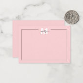 Carte De Correspondance Monogramme de nom en écriture rose Girly Blush (Devant/Arrière en situation)