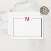 Carte De Correspondance Monogramme de nom en écriture rose vif (Devant/Arrière en situation)