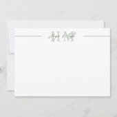 Carte De Correspondance Monogramme de nom en écriture vert sauge (Devant)