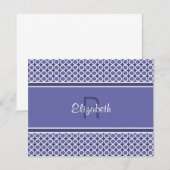 Carte De Correspondance Monogramme de nom initial bleu moderne mignon (Devant / Derrière)