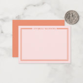 Carte De Correspondance Monogramme de nom rose et orange (Devant/Arrière en situation)