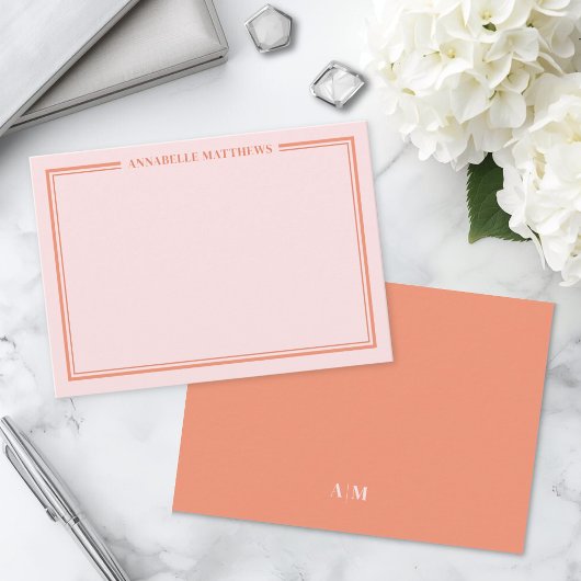 Carte De Correspondance Monogramme de nom rose et orange