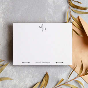 Carte De Correspondance Monogramme de pointe de flèche minimaliste noir