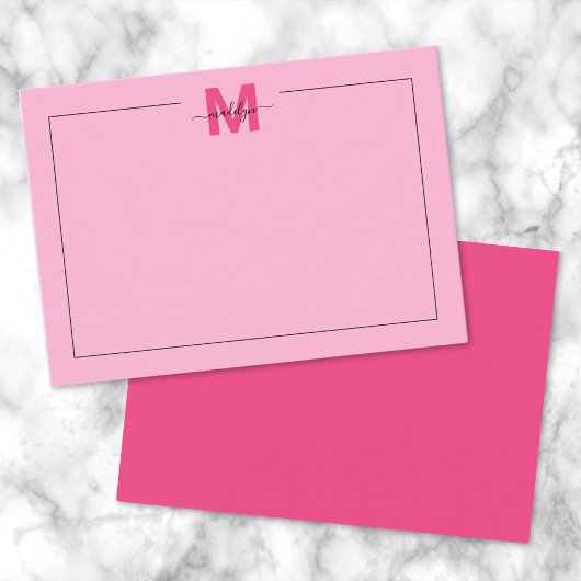Carte De Correspondance Monogramme de prénom écriture rose fille