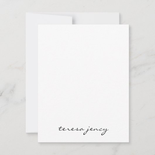 Carte De Correspondance Monogramme de script blanc | Design moderne minima (Devant)