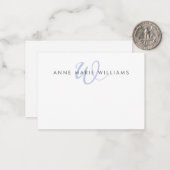 Carte De Correspondance Monogramme de script bleu moderne (Devant/Arrière en situation)