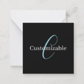 Carte De Correspondance Monogramme de script cursif éditable Noir Bleu Bla (Devant)