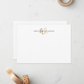 Carte De Correspondance Monogramme de script doré moderne (Devant/Arrière en situation)