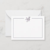 Carte De Correspondance Monogramme de script élégant violet (Devant)