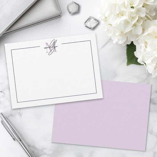 Carte De Correspondance Monogramme de script élégant violet