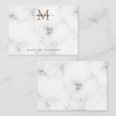 Carte De Correspondance Monogramme de script féminin or simple marbre (Devant / Derrière)
