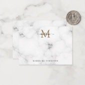 Carte De Correspondance Monogramme de script féminin or simple marbre (Devant/Arrière en situation)
