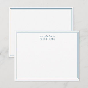 Carte De Correspondance Monogramme de script minimaliste simple bleu marin