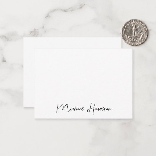 Carte De Correspondance Monogramme de script moderne (Devant/Arrière en situation)