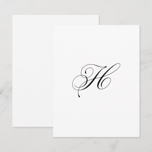 Carte De Correspondance Monogramme de script personnalisé "H" (Devant / Derrière)