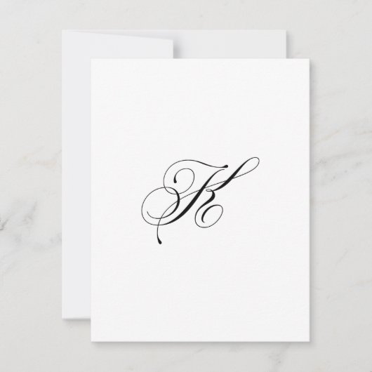 Carte De Correspondance Monogramme de script personnalisé "K" (Devant)