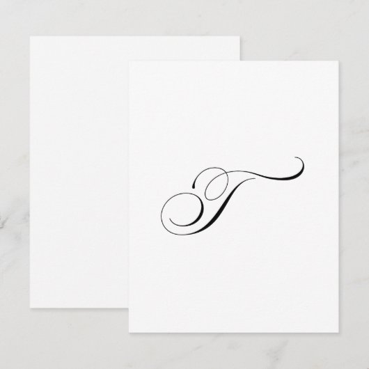 Carte De Correspondance Monogramme de script personnalisé "T" (Devant / Derrière)
