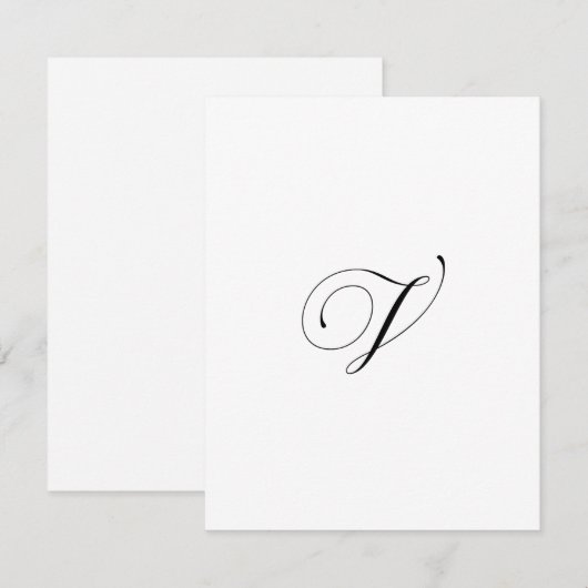 Carte De Correspondance Monogramme de script personnalisé "V" (Devant / Derrière)