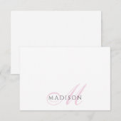 Carte De Correspondance Monogramme de script rose (Devant / Derrière)