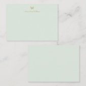 Carte De Correspondance Monogramme de style moderne vert sauge or (Devant / Derrière)