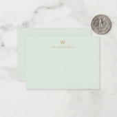 Carte De Correspondance Monogramme de style moderne vert sauge or (Devant/Arrière en situation)