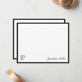 Carte De Correspondance Monogramme de texte de script manuscrit classique (Devant/Arrière en situation)