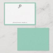 Carte De Correspondance Monogramme de typographie simple élégant sarcelle (Devant / Derrière)