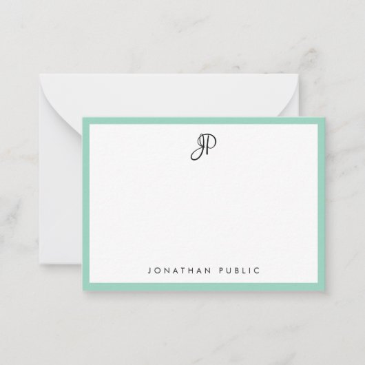 Carte De Correspondance Monogramme de typographie simple élégant sarcelle (Devant)