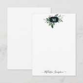 Carte De Correspondance monogramme de verdure personnalisée (Devant / Derrière)