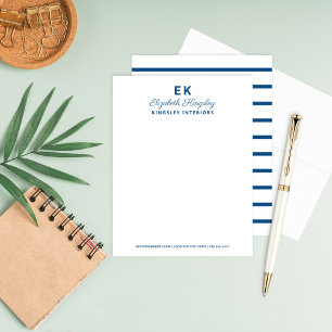 Carte De Correspondance Monogramme d'initiales bleues modernes pour les en