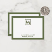 Carte De Correspondance Monogramme d'olive blanche simple professionnel (Devant/Arrière en situation)