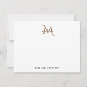 Carte De Correspondance Monogramme d'or noir moderne simple (Devant)