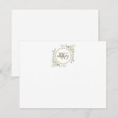Carte De Correspondance Monogramme doré Écriture élégante Verdure  (Devant / Derrière)