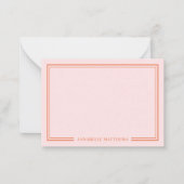 Carte De Correspondance Monogramme double bordure rose et orange (Devant)