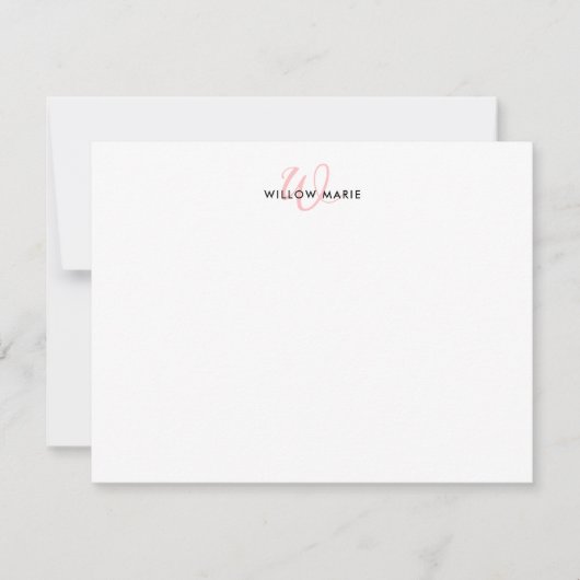 Carte De Correspondance Monogramme Élégant de script rose vif (Devant)