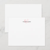 Carte De Correspondance Monogramme Élégant de script rose vif (Devant / Derrière)