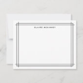 Carte De Correspondance Monogramme élégant double bordure noir blanc chic (Devant)