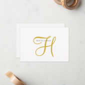 Carte De Correspondance Monogramme élégant en écriture dorée (Devant/Arrière en situation)