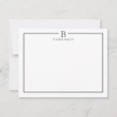 Carte De Correspondance Monogramme Élégant Initial Professionnel Noir Blan (Devant)