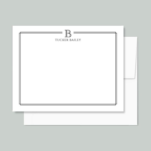 Carte De Correspondance Monogramme Élégant Initiale Professionnel Noir Bla