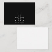 Carte De Correspondance Monogramme Élégant Minimal Classique Moderne Noir (Devant / Derrière)