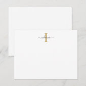 Carte De Correspondance Monogramme Élégant Moderne Script Or Gris (Devant / Derrière)