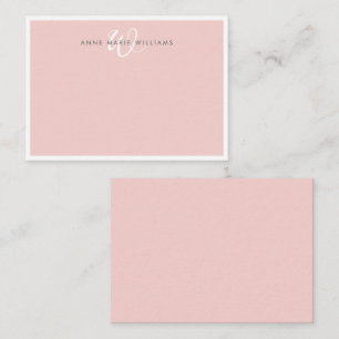 Carte De Correspondance Monogramme élégant rose pâle en écriture cursive