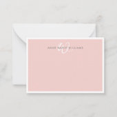 Carte De Correspondance Monogramme élégant rose pâle en écriture cursive (Devant)