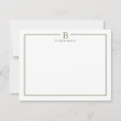 Carte De Correspondance Monogramme Elegant Vert foncé (Devant)