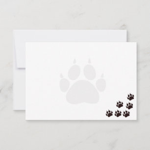 Carte De Correspondance Monogramme Empreintes de Patte de Chat Noir Blank